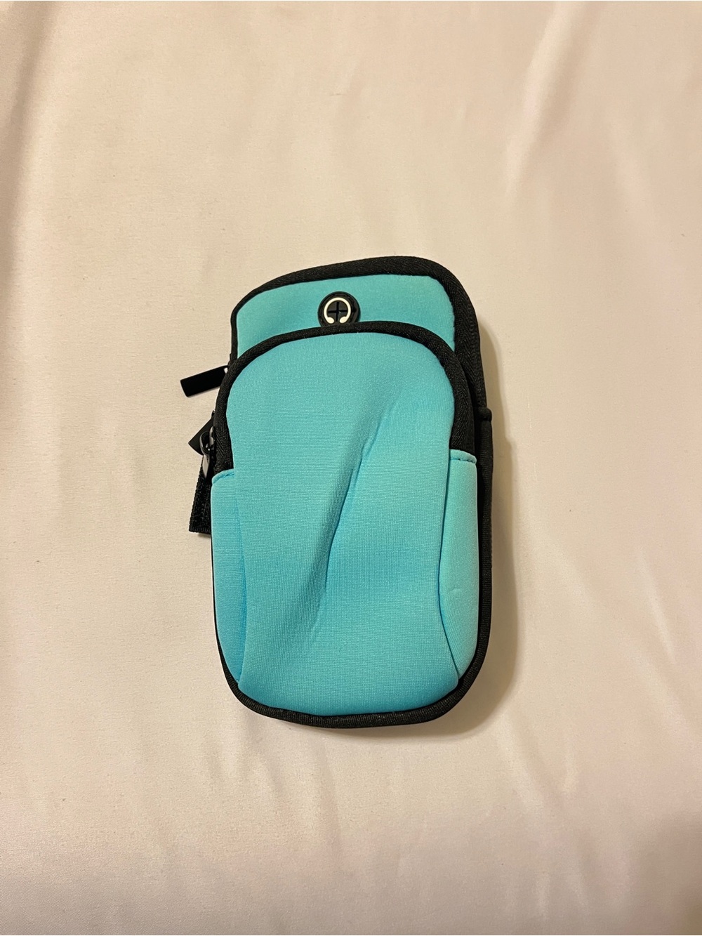 Turquoise Neoprene Phone Pouch with Front Zip Pocket
